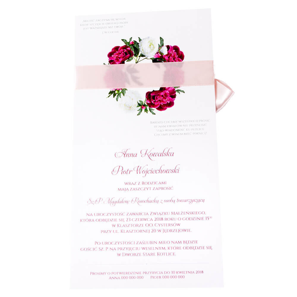 Eleganckie modne kwiatowe zaproszenia ślubne