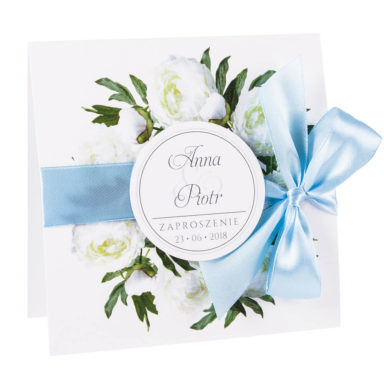 Eleganckie modne kwiatowe zaproszenia ślubne białe piwonie