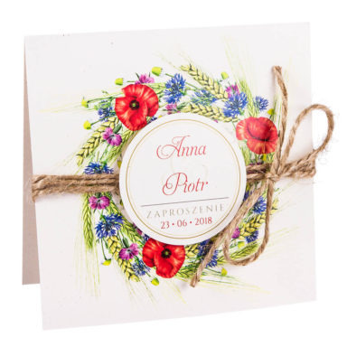 Eleganckie modne kwiatowe zaproszenia ślubne kwiaty polne
