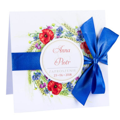 Eleganckie modne kwiatowe zaproszenia ślubne kwiaty polne