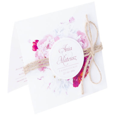 Eleganckie modne kwiatowe zaproszenia ślubne Piwonia