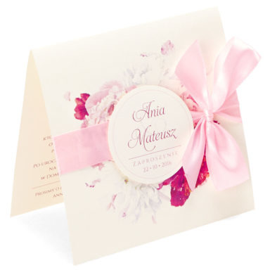 Eleganckie modne kwiatowe zaproszenia ślubne Piwonia