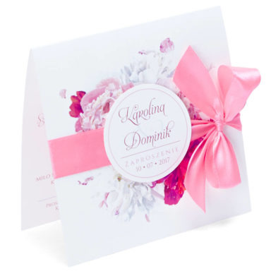 Eleganckie modne kwiatowe zaproszenia ślubne Piwonia