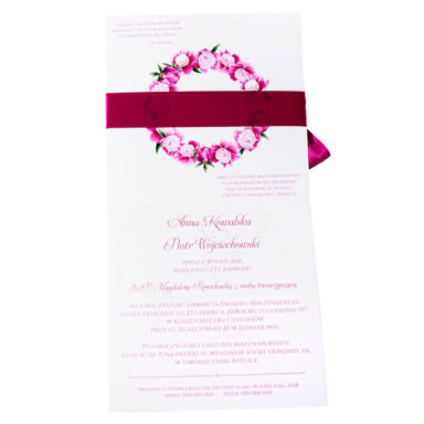 Eleganckie modne kwiatowe zaproszenia ślubne piwonie różowe