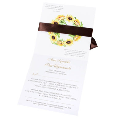 Eleganckie modne kwiatowe zaproszenia ślubne słoneczniki