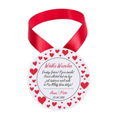 Zawieszka ozdoba na alkohol weselny na stół love