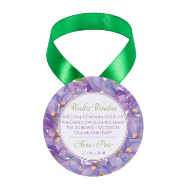 Zawieszka ozdoba na alkohol weselny na stół kwiaty