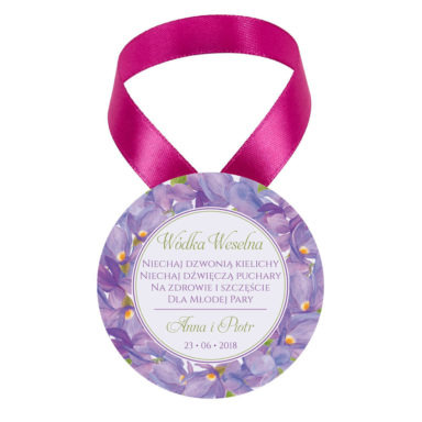 Zawieszka ozdoba na alkohol weselny na stół kwiaty