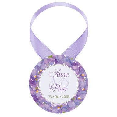 Zawieszka ozdoba na alkohol weselny na stół kwiaty