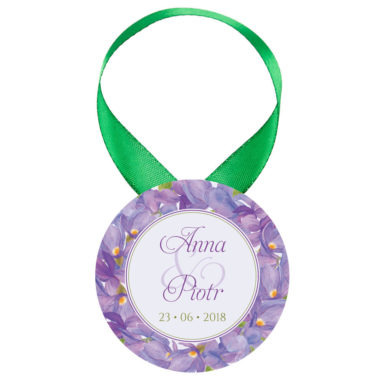 Zawieszka ozdoba na alkohol weselny na stół kwiaty