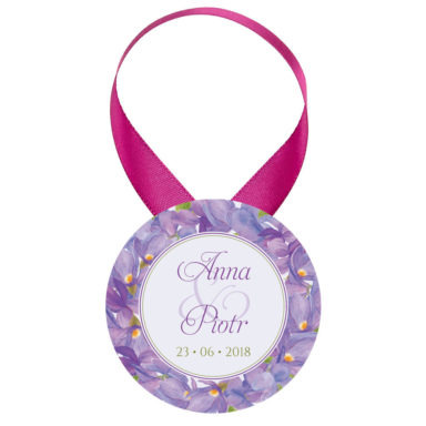 Zawieszka ozdoba na alkohol weselny na stół kwiaty