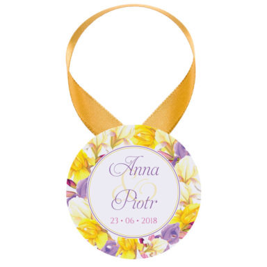 Zawieszka ozdoba na alkohol weselny na stół kwiaty