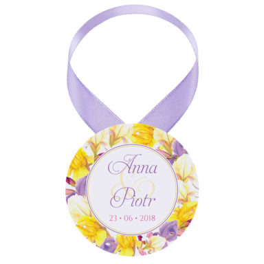 Zawieszka ozdoba na alkohol weselny na stół kwiaty