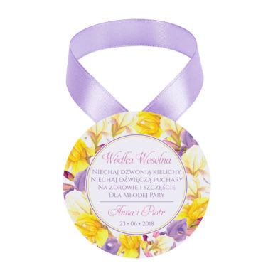 Zawieszka ozdoba na alkohol weselny na stół kwiaty