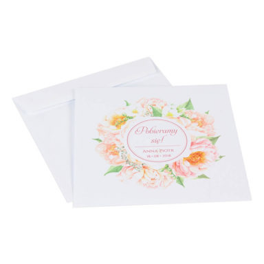 Koperta ozdoba na zaproszenie ślubne kolorowe kwiaty