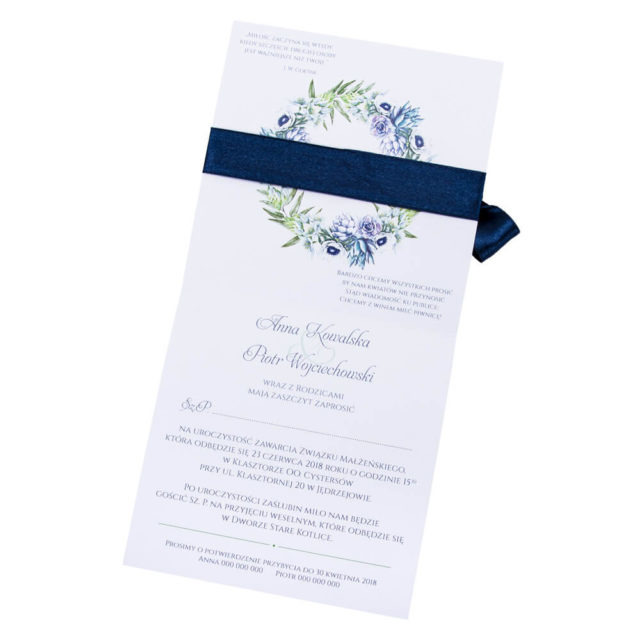 kwiatowe modne zaproszenie na ślub i wesele dla gości anemony
