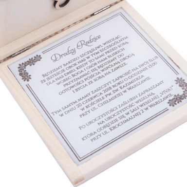 Drewniane zaproszenie dla rodziców pamiątka personalizacja