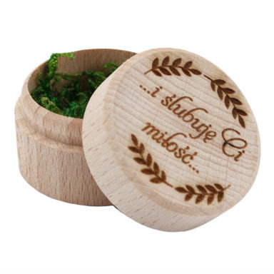 Pudełko na obrączki drewniane okrągłe