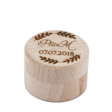 Pudełko na obrączki drewniane okrągłe