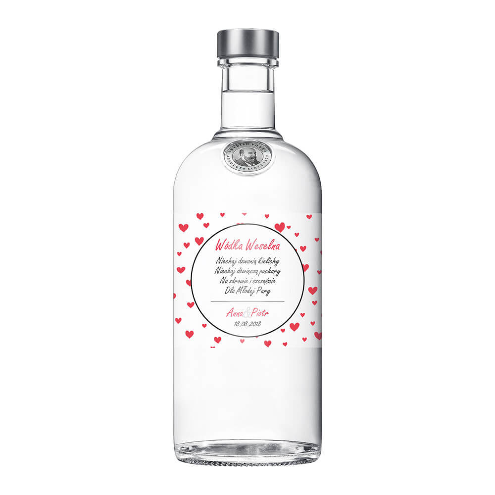 Naklejka na alkohol wódkę weselną kwiaty