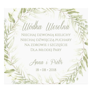 Naklejka na alkohol wódkę weselną kwiaty