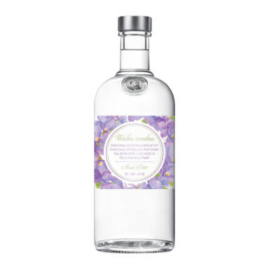 Naklejka na alkohol wódkę weselną kwiaty