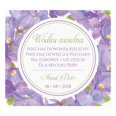 Naklejka na alkohol wódkę weselną kwiaty