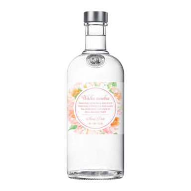 Naklejka na alkohol wódkę weselną kwiaty