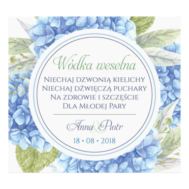 Naklejka na alkohol wódkę weselną kwiaty