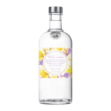 Naklejka na alkohol wódkę weselną kwiaty