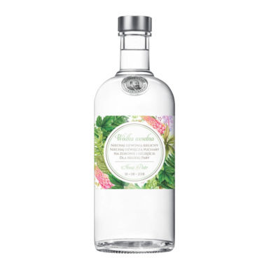 Naklejka na alkohol wódkę weselną kwiaty