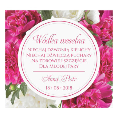 Naklejka na alkohol wódkę weselną kwiaty