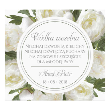 Naklejka na alkohol wódkę weselną kwiaty