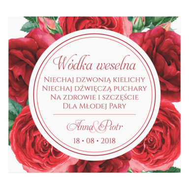Naklejka na alkohol wódkę weselną kwiaty
