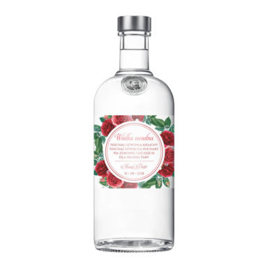Naklejka na alkohol wódkę weselną kwiaty