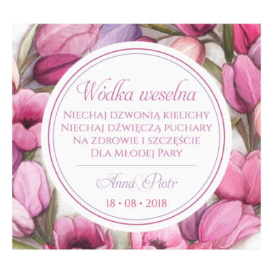 Naklejka na alkohol wódkę weselną kwiaty