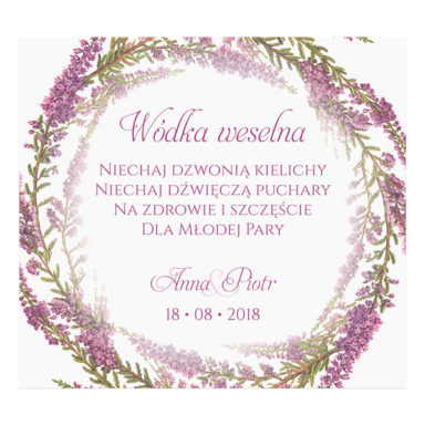 Naklejka na alkohol wódkę weselną kwiaty