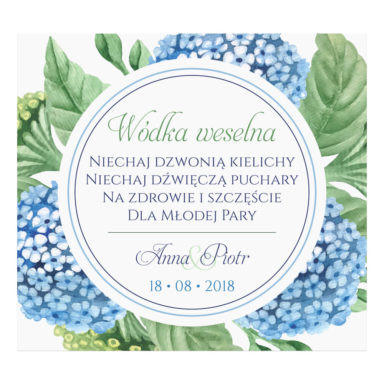 Naklejka na alkohol wódkę weselną kwiaty
