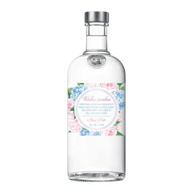 Naklejka na alkohol wódkę weselną kwiaty