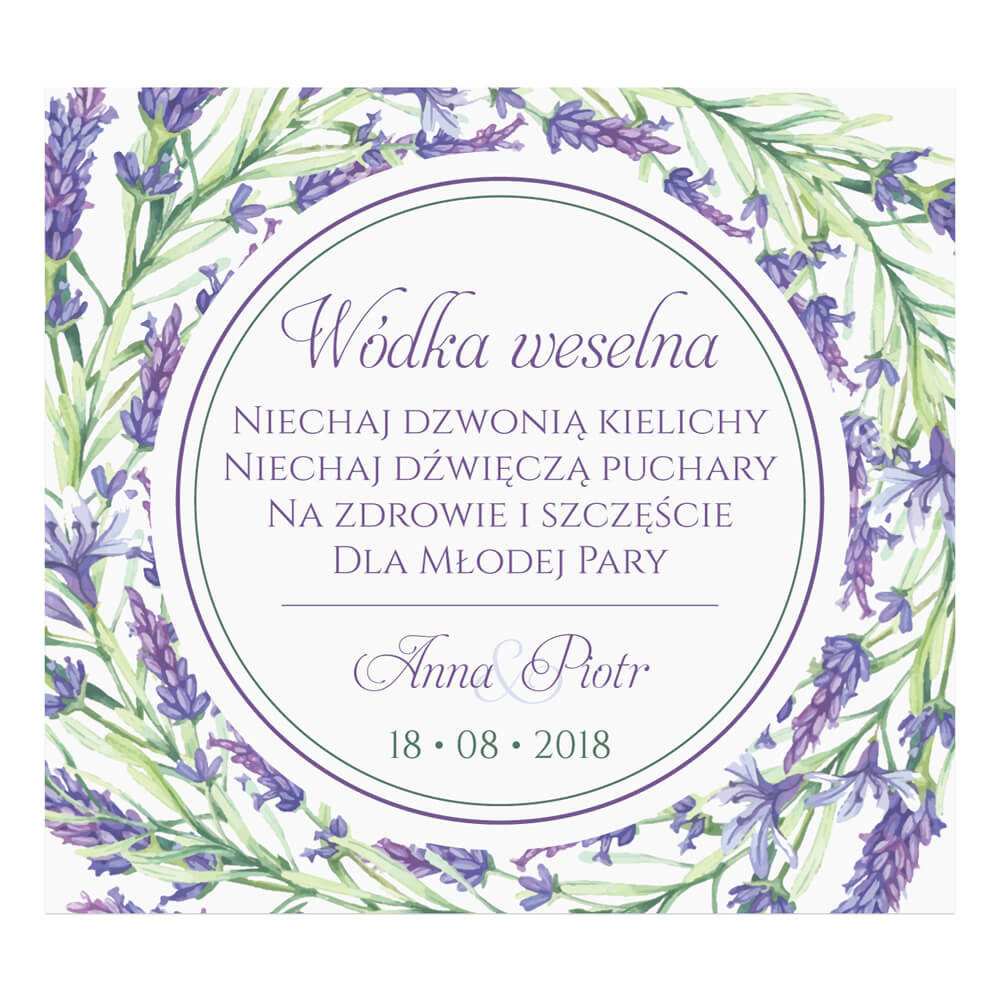 Naklejka na alkohol wódkę weselną kwiaty