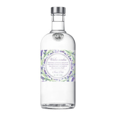 Naklejka na alkohol wódkę weselną kwiaty