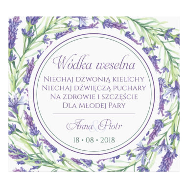 Naklejka na alkohol wódkę weselną kwiaty