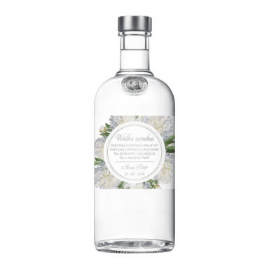 Naklejka na alkohol wódkę weselną kwiaty