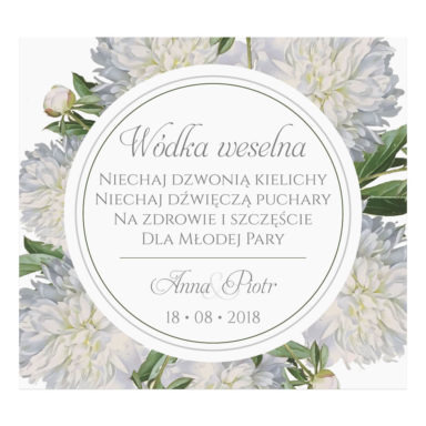 Naklejka na alkohol wódkę weselną kwiaty