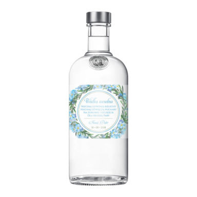 Naklejka na alkohol wódkę weselną kwiaty