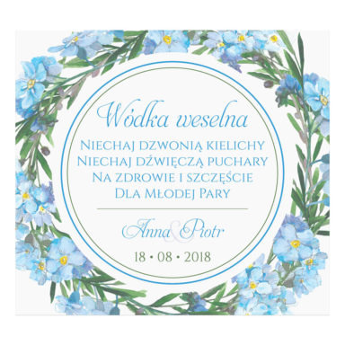 Naklejka na alkohol wódkę weselną kwiaty