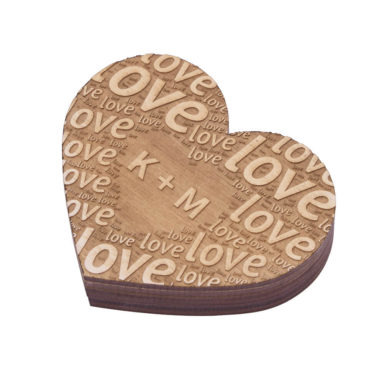 Pudełko drewniane na obrączki serce do kościoła