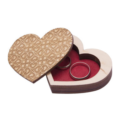 Pudełko drewniane na obrączki serce do kościoła