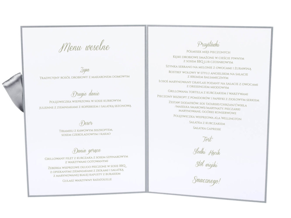 karty menu weselne spis dań na stół motyw kwiatowy personalizacja