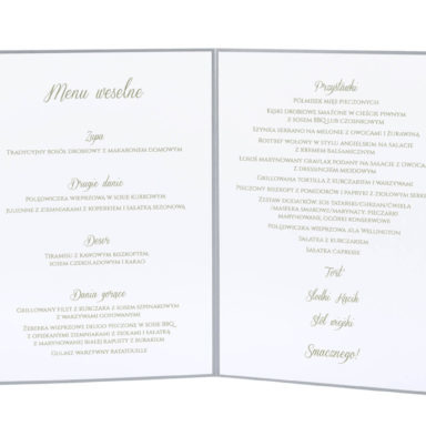 karty menu weselne spis dań na stół motyw kwiatowy personalizacja